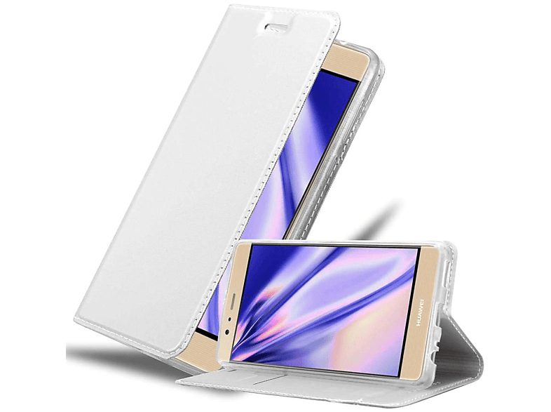 CADORABO P9 PLUS, CLASSY Style, Huawei, SILBER Classy Bookcover, Handyhülle Book