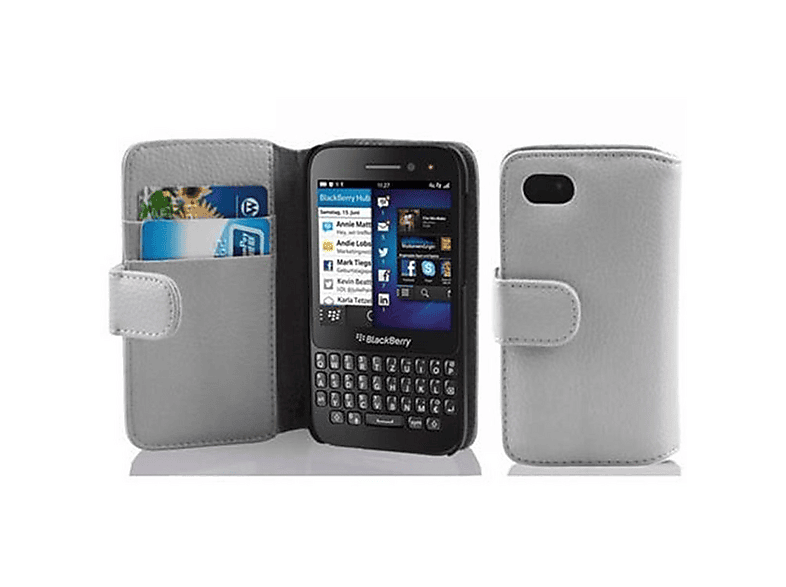 Custodia Portafoglio Per Blackberry Q10 - Pelle Finta Bruno Café, Con Vani Carte E Supporto