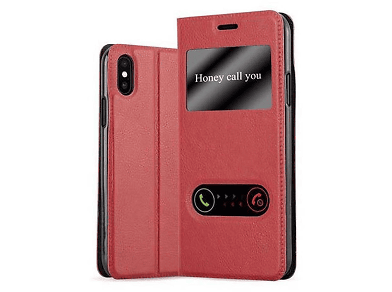 CADORABO Book View Doppelfenster Hülle, Bookcover, Apple, iPhone X / XS, SAFRAN ROT | Bookcover