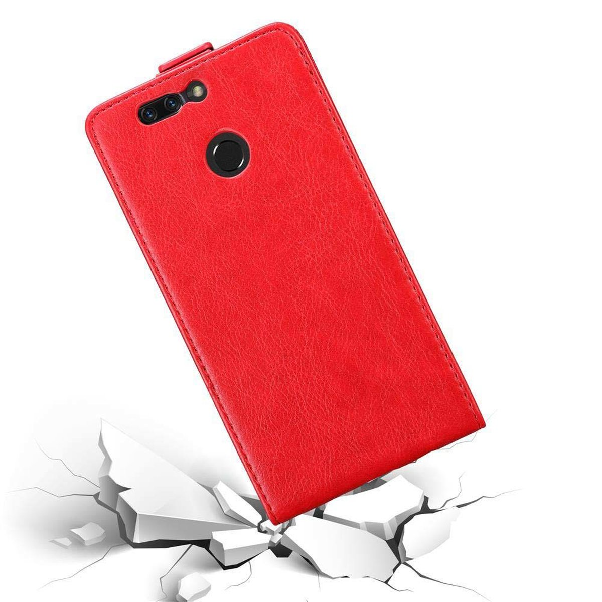 CADORABO Hülle 8 PRO, Honor, Flip im Flip Style, ROT APFEL Cover
