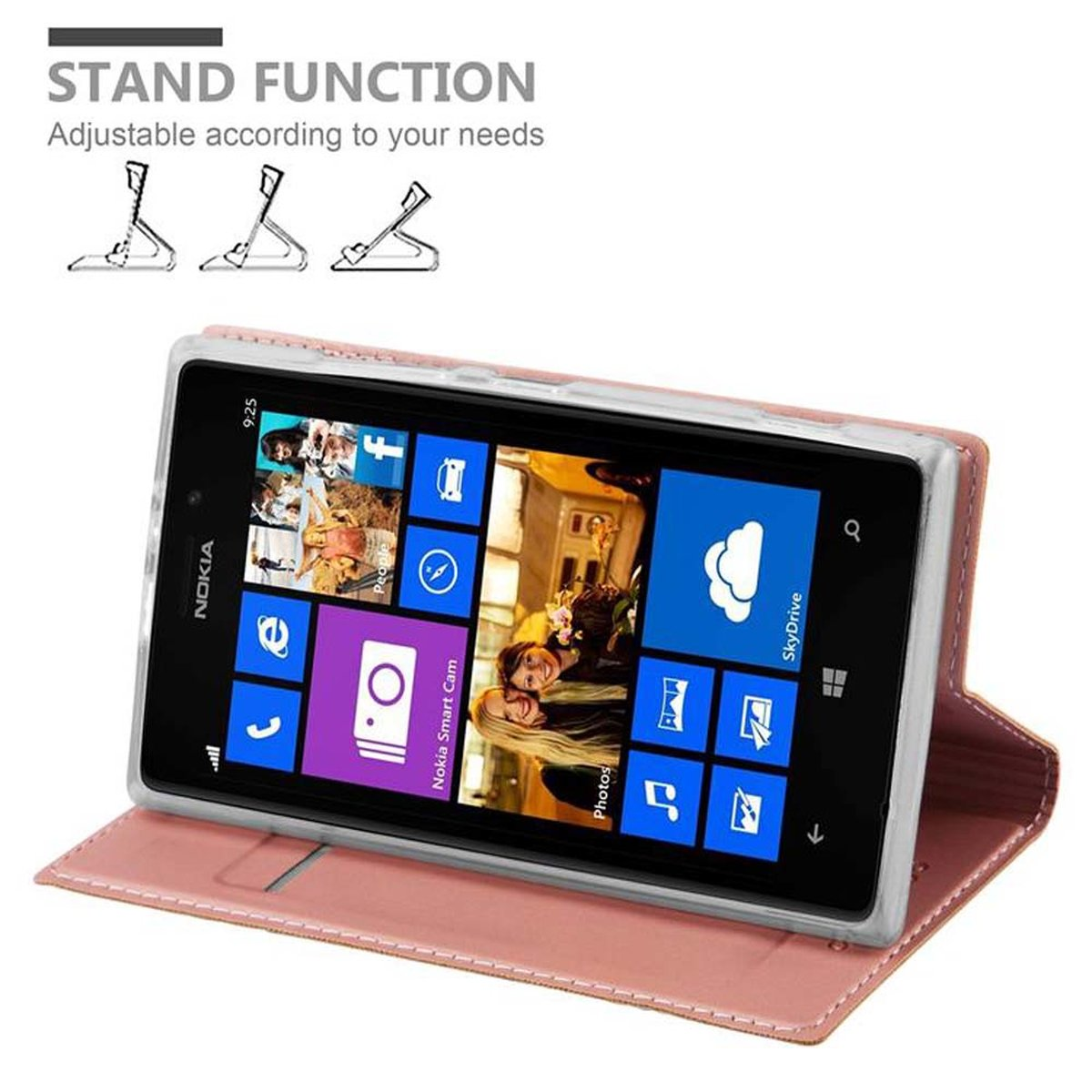 Nokia, CADORABO CLASSY Lumia Bookcover, Style, Classy 925, Handyhülle Book ROSÉ GOLD