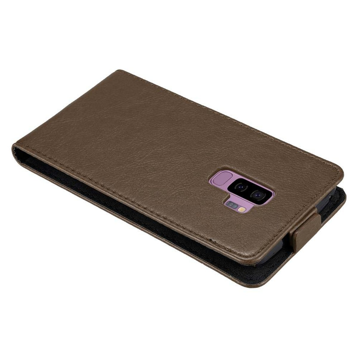 PLUS, Galaxy CADORABO Flip im S9 Cover, Hülle Style, Samsung, KAFFEE Flip BRAUN