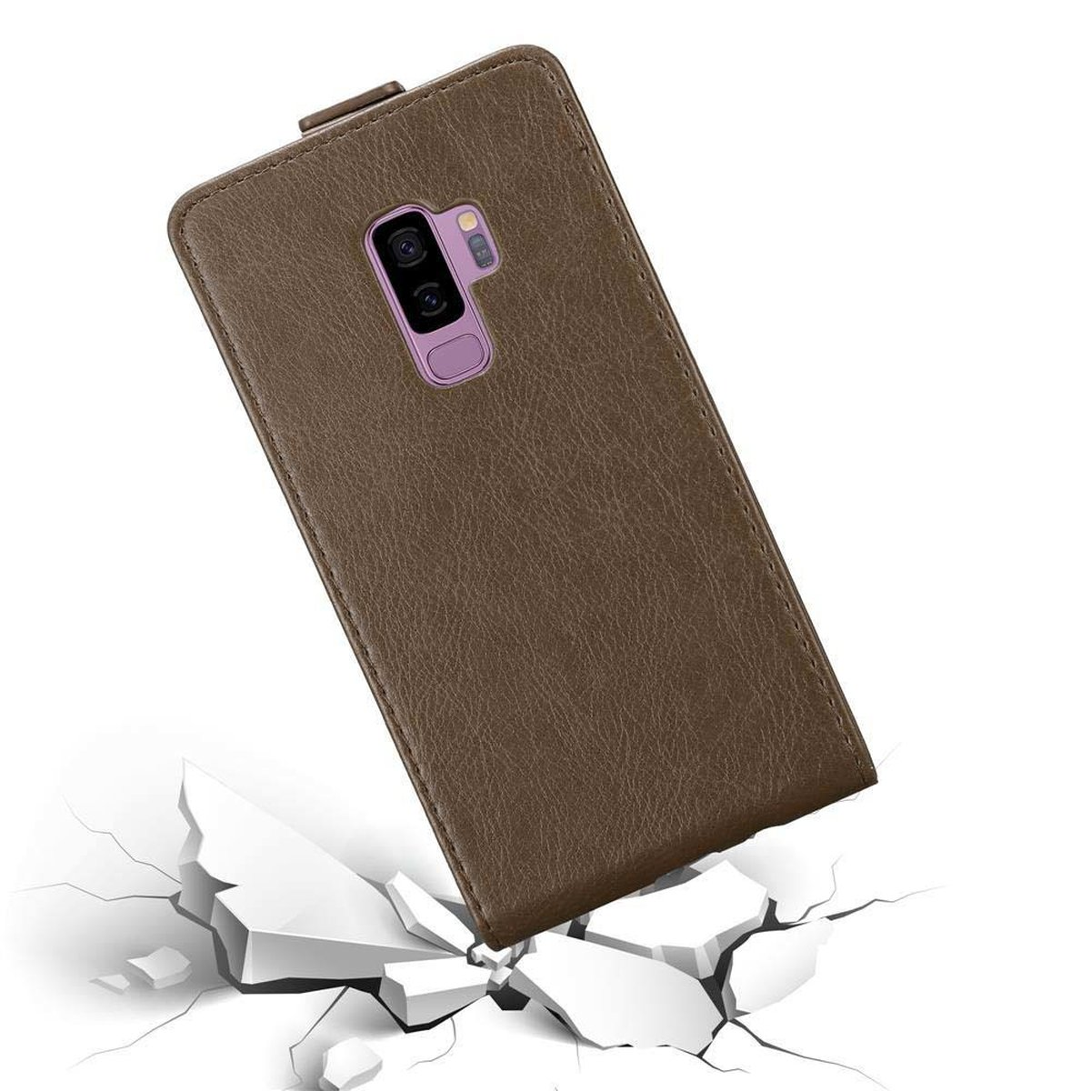 Samsung, Cover, CADORABO BRAUN Flip Flip im Style, Hülle S9 Galaxy PLUS, KAFFEE