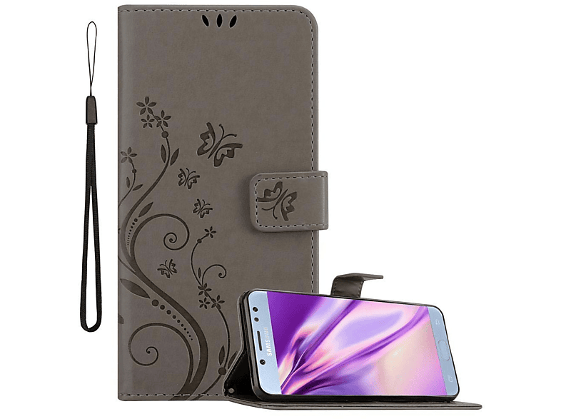 Hülle Muster Case, Samsung, Galaxy Blumen 2017, CADORABO GRAU J5 Bookcover, FLORAL Flower