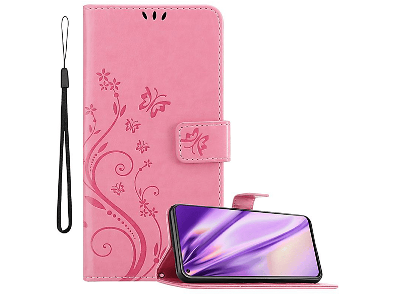 Flower Case, ROSA CADORABO Blumen Galaxy A8s, Muster Hülle Bookcover, Samsung, FLORAL