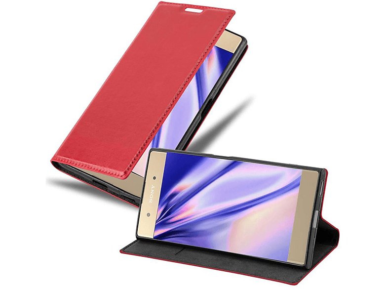 CADORABO Book Hülle Invisible Magnet, Bookcover, Sony, Xperia XA1 PLUS, APFEL ROT