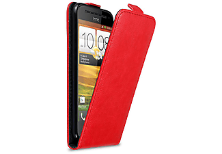 carcasa de móvil  - Funda flip cover para Móvil - Carcasa protección resistente de estilo Flip CADORABO, HTC, ONE SV, rojo de chile
