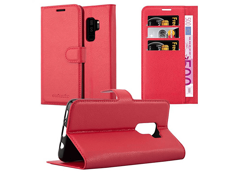 CADORABO Book Hülle Samsung, Bookcover, S9 KARMIN PLUS, ROT Standfunktion, Galaxy
