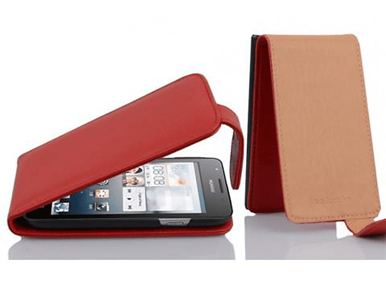 Huawei, INFERNO Style, G525, G520 Flip im Schutzhülle ROT / Cover, ASCEND / CADORABO Flip G510