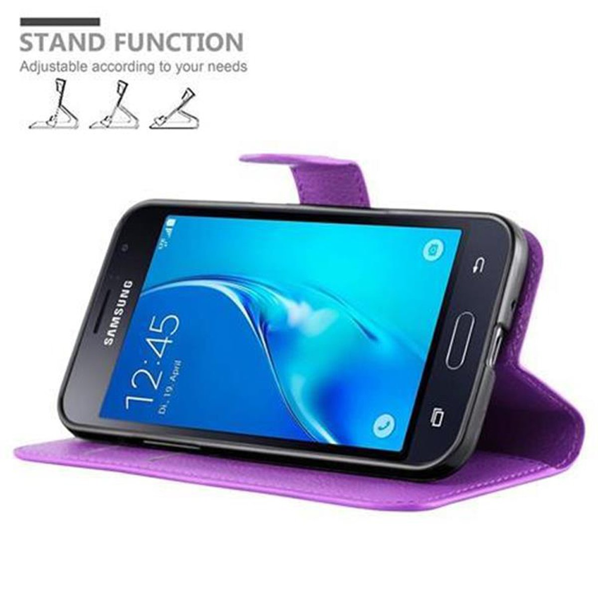 CADORABO Book Hülle Standfunktion, Samsung, VIOLETT J1 Galaxy Bookcover, MANGAN 2016