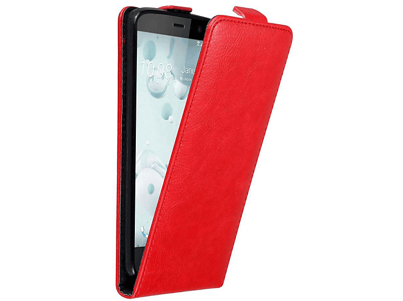 CADORABO Hülle im Flip Style, Flip Cover, HTC, U PLAY, APFEL ROT | Tablet Flip Cover