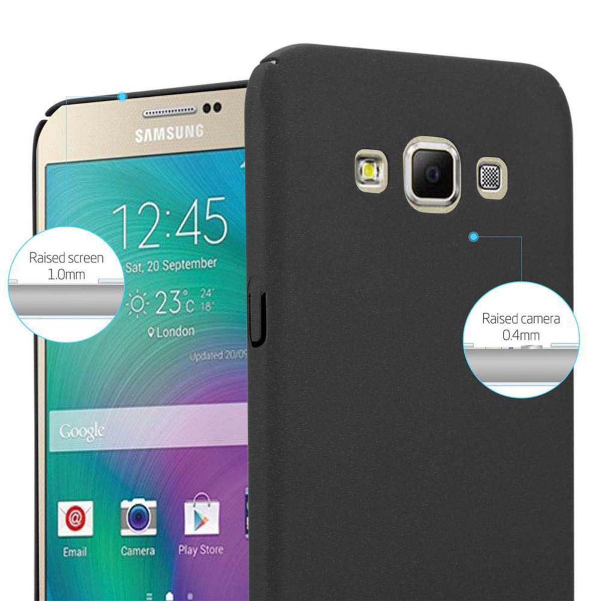 Hard Frosty Hülle Case CADORABO Galaxy FROSTY Samsung, 2015, A7 SCHWARZ im Backcover, Style,