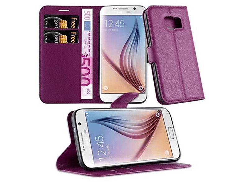 CADORABO Book Hülle Standfunktion, Bookcover, Samsung, Galaxy S7, MANGAN VIOLETT