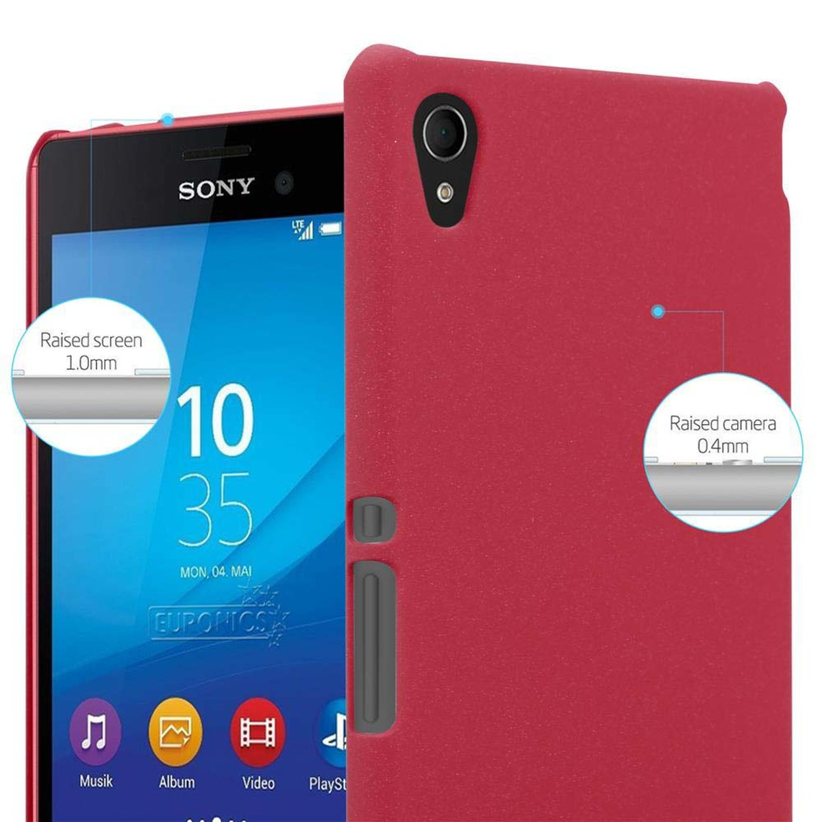 CADORABO Hülle im Hard Xperia Backcover, FROSTY AQUA, Case Style, Frosty M4 ROT Sony