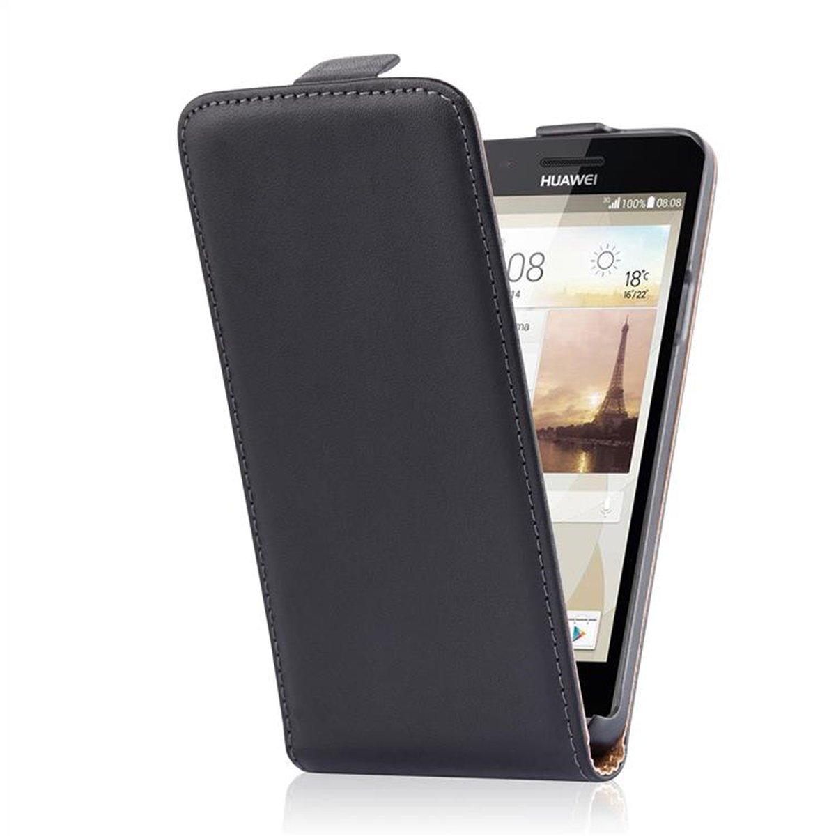 Flip Flip P6 Cover, SCHWARZ Style, Huawei, im KAVIAR Handyhülle MINI, CADORABO ASCEND