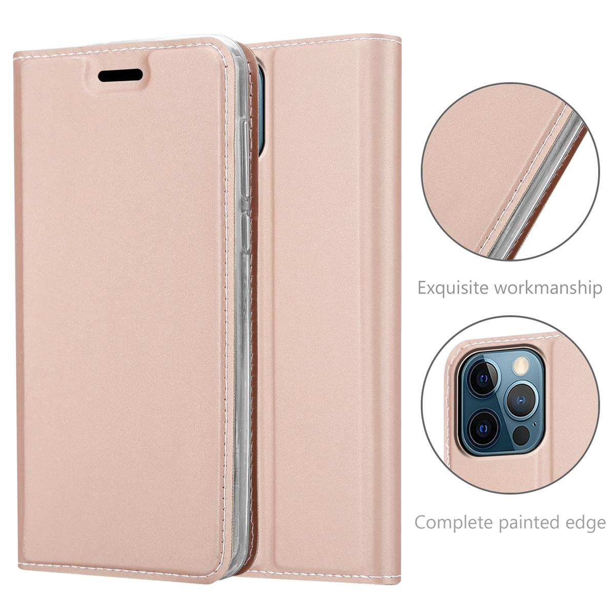 MAX, CADORABO Bookcover, CLASSY PRO Book GOLD Style, 12 Apple, ROSÉ Handyhülle iPhone Classy