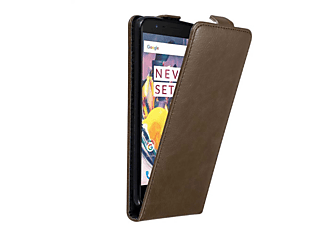 carcasa de móvil Funda flip cover para Móvil - Carcasa protección resistente de estilo Flip;CADORABO, OnePlus, 3 / 3T, 80 café