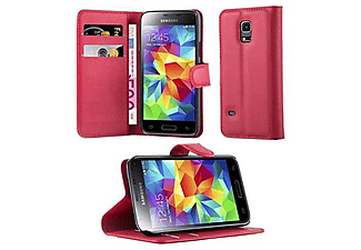 carcasa de móvil Funda libro para Móvil - Carcasa protección resistente de estilo libro;CADORABO, Samsung, Galaxy S5 MINI / S5 MINI DUOS, rojo carmín