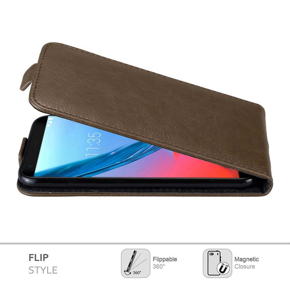 Cover, CADORABO im Blade Style, V9, ZTE, KAFFEE Flip Hülle Flip BRAUN