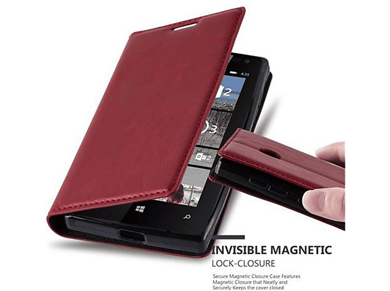 CADORABO Book Hülle Invisible Magnet, APFEL Lumia Nokia, ROT 435, Bookcover