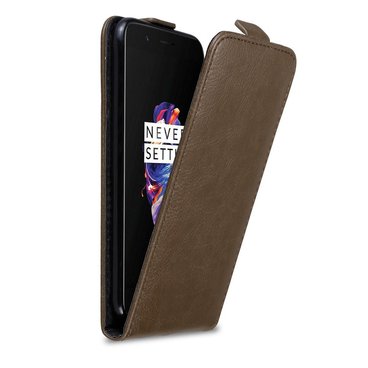 Style, CADORABO OnePlus, BRAUN 5, Flip Flip im KAFFEE Cover, Hülle