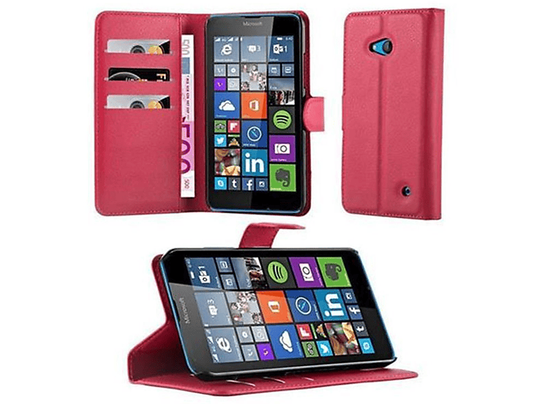 CADORABO Book Hülle Standfunktion, Bookcover, Nokia, Lumia 640, KARMIN ROT