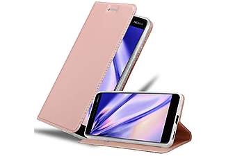 carcasa de móvil  - Funda libro para Móvil - Carcasa protección resistente de estilo libro CADORABO, Nokia, 6.1 2018, classy oro rosa
