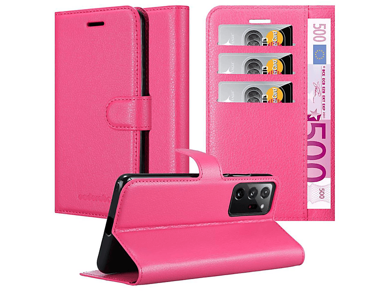 Bookcover, NOTE Hülle PINK 20 PLUS, Book Samsung, Galaxy CADORABO Standfunktion, CHERRY