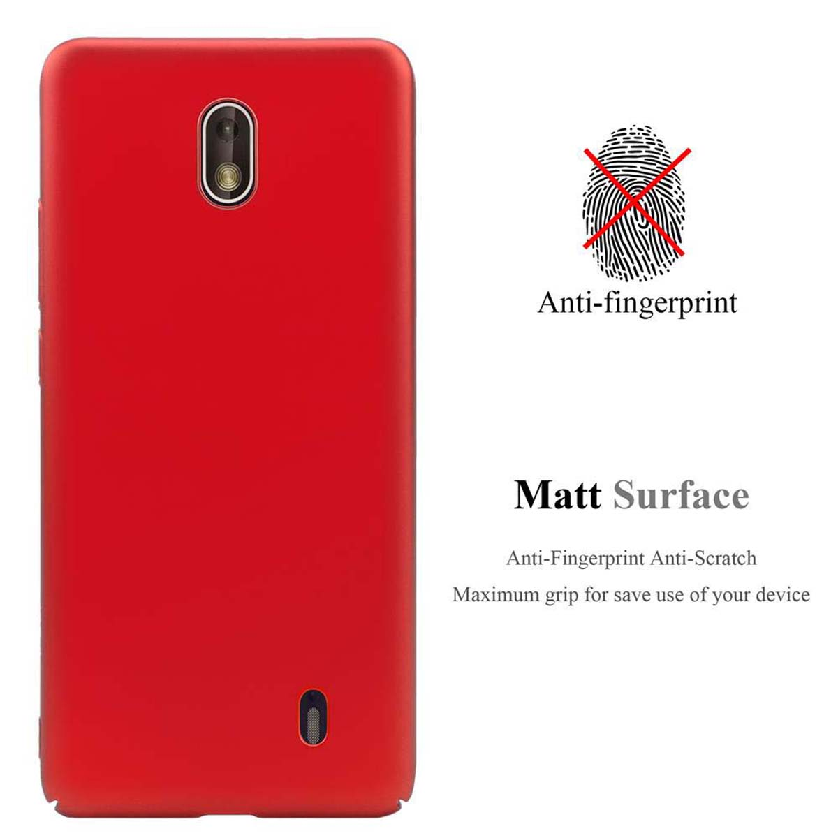 Custodia rossa per telefono con telefono. Anti-impronta e superficie opaca.