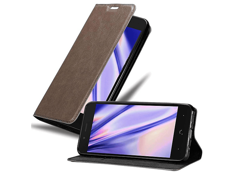 Custodia Libro Cadorabo Per BQ Aquaris C – Color Grigio Chiaro E Marrone, Con Chiusura Magnetica, Vani Per Carte E Banconote, Funzione Stand Orizzontale, Cover Portafoglio