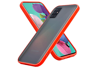 carcasa de móvil  - Funda para móvil de plástico duro y TPU Silicona - carcasa híbrida CADORABO, Samsung, Galaxy A51 5G, mate rojo - botones negros