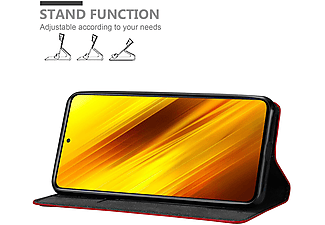 carcasa de móvil  - Funda libro para Móvil - Carcasa protección resistente de estilo libro CADORABO, Xiaomi, Poco X3 NFC, rojo manzana