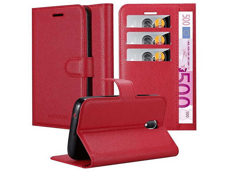 CADORABO Book Hülle Standfunktion, WIKO, SUNNY MINI, Bookcover, ROT KARMIN 3