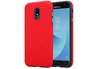 carcasa de móvil  - Funda rígida para móvil de plástico duro y TPU – Carcasa Híbrida CADORABO, Samsung, Galaxy J5 2017, rojo clavel