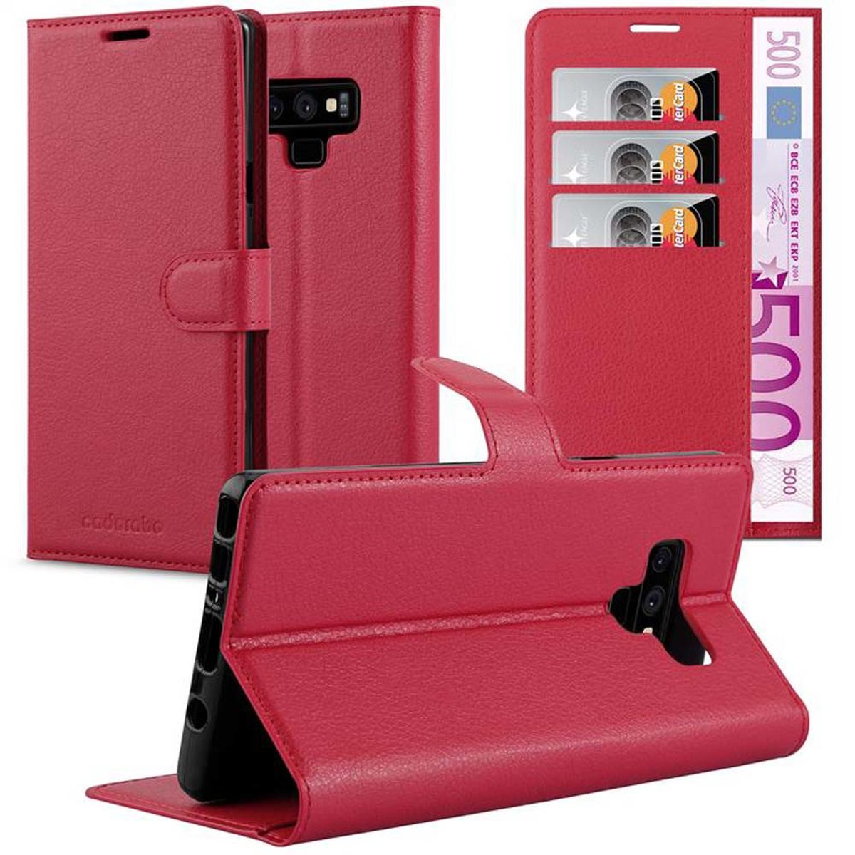 CADORABO Book Hülle NOTE 9, Standfunktion, Bookcover, Samsung, KARMIN Galaxy ROT