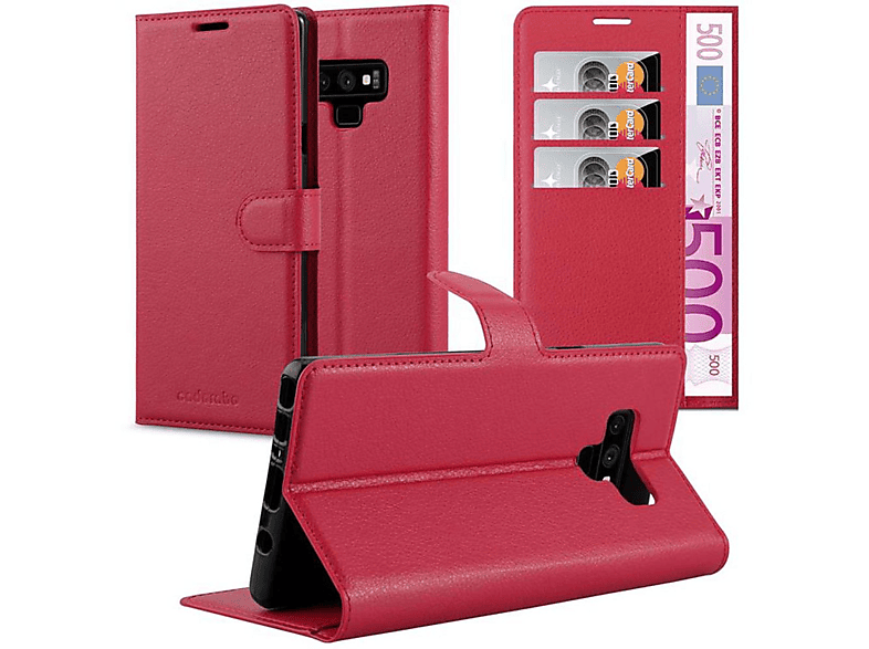 CADORABO Book Hülle Standfunktion, Bookcover, Samsung, Galaxy NOTE 9, KARMIN ROT