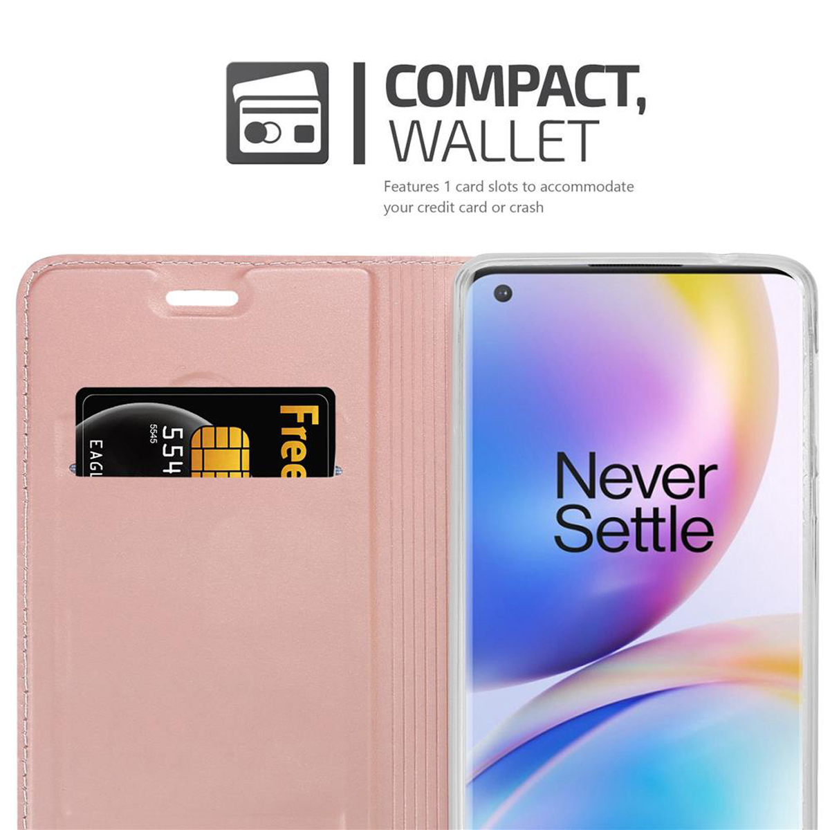 CADORABO Handyhülle ROSÉ 8 Style, Book Bookcover, CLASSY OnePlus, PRO, Classy GOLD