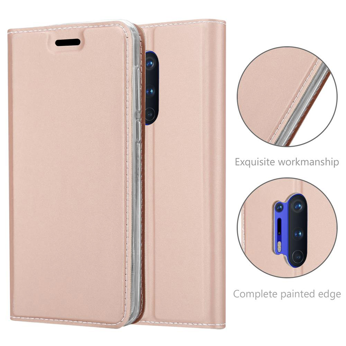 Rosa Handyhülle mit Telefon. Das Etui hat exquisite Verarbeitung.