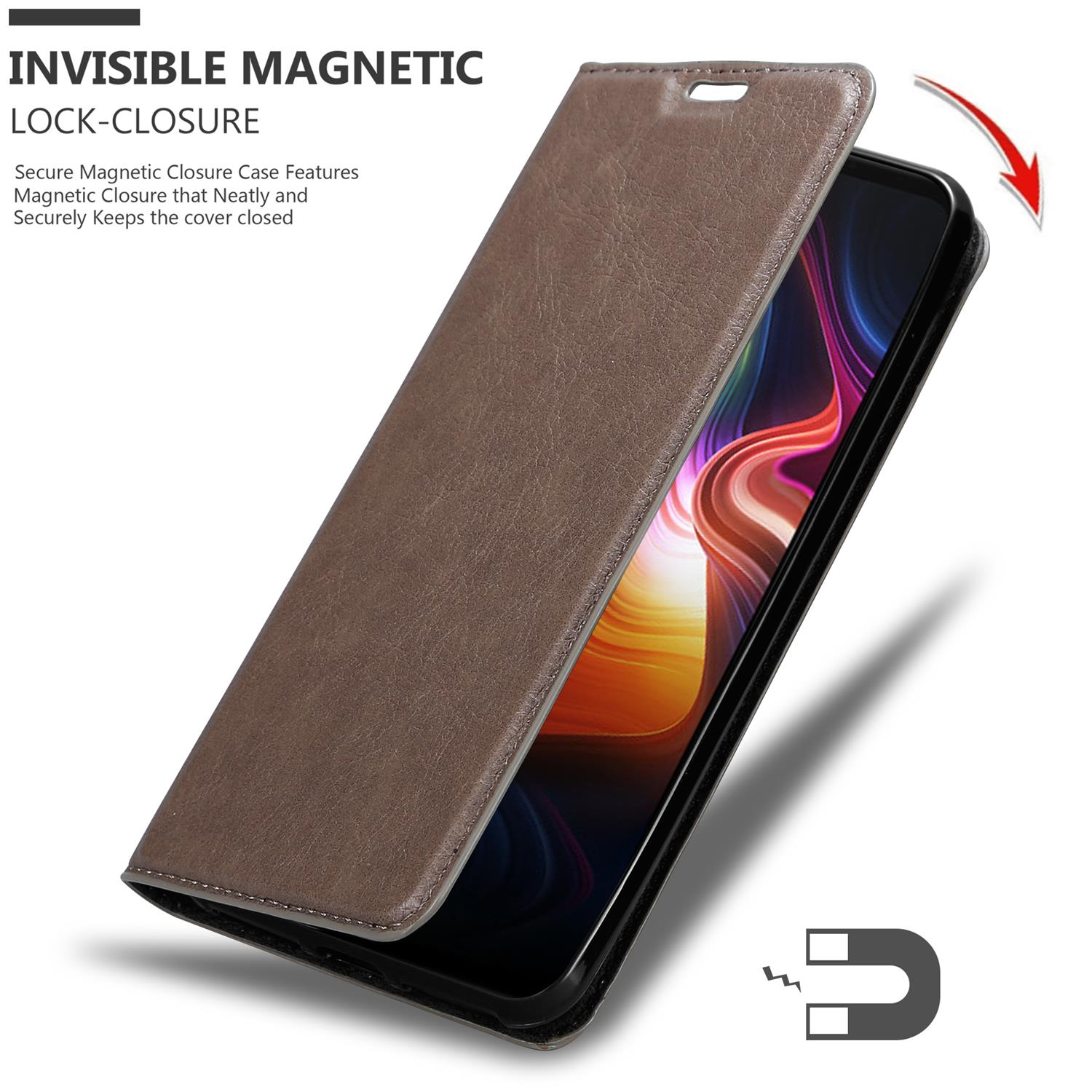 CADORABO Book Hülle Invisible Magnet, ZTE, 5G, Bookcover, PLAY BRAUN KAFFEE Nubia