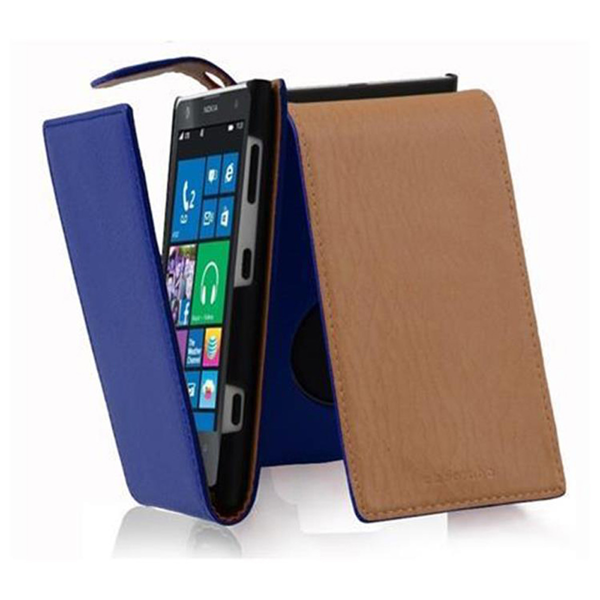 CADORABO Schutzhülle im Flip Style, KÖNIGS Nokia, Flip Cover, BLAU 1020, Lumia