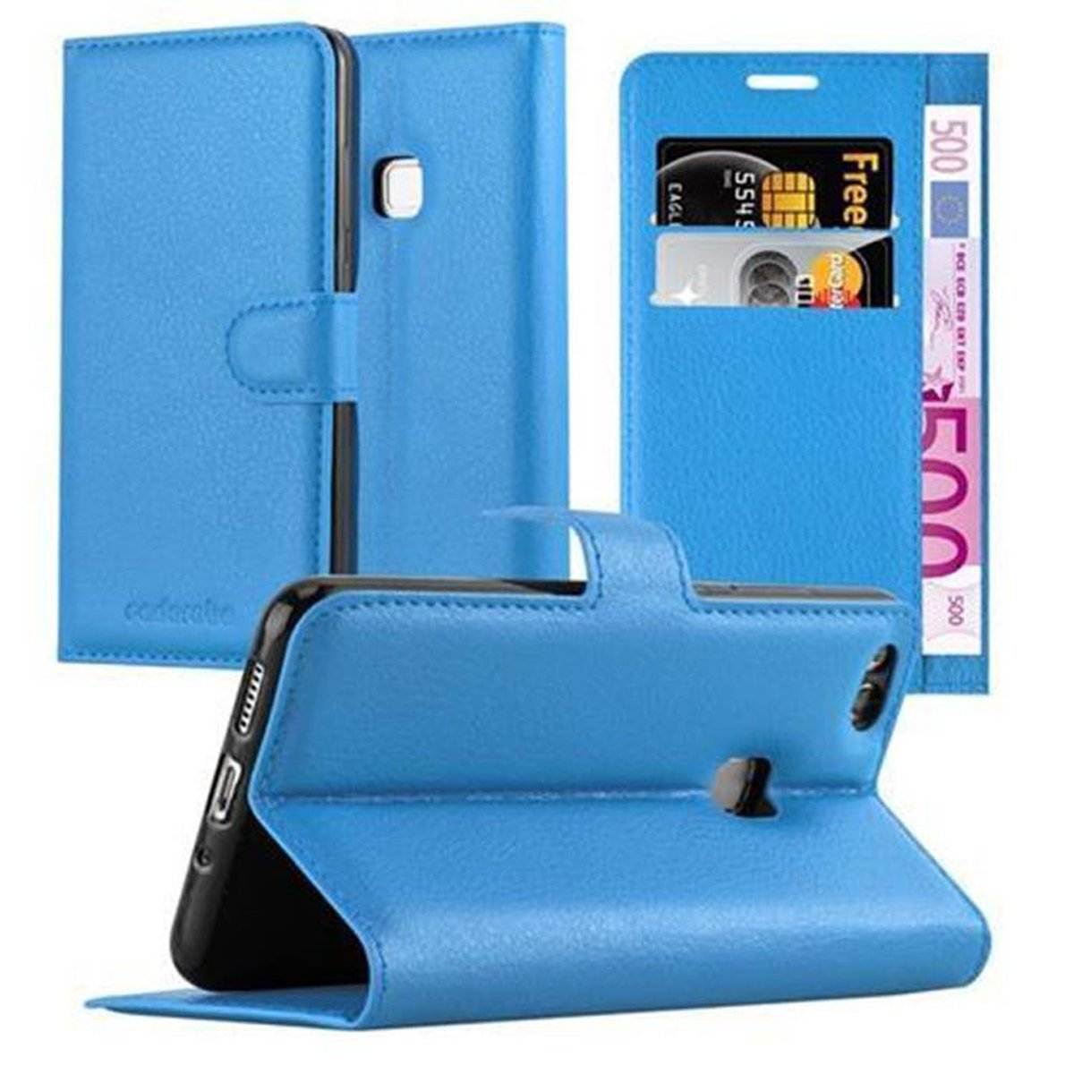 Book BLAU Hülle PASTELL Bookcover, P10 CADORABO LITE, Huawei, Standfunktion,