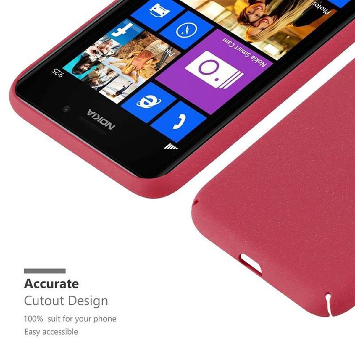 CADORABO Hülle im Nokia, Backcover, 925, ROT Lumia Case FROSTY Frosty Hard Style