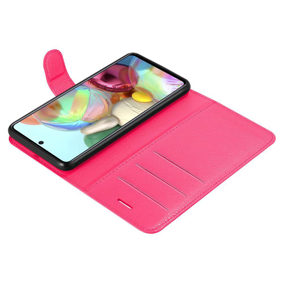 Standfunktion, Book Galaxy PINK Bookcover, A71 CHERRY 5G, Hülle CADORABO Samsung,