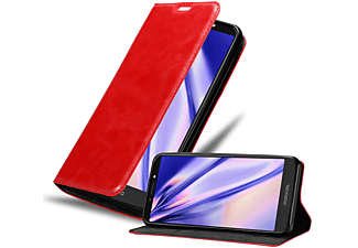 carcasa de móvil  - Funda libro para Móvil - Carcasa protección resistente de estilo libro CADORABO, Motorola, Moto E5 PLUS, rojo manzana