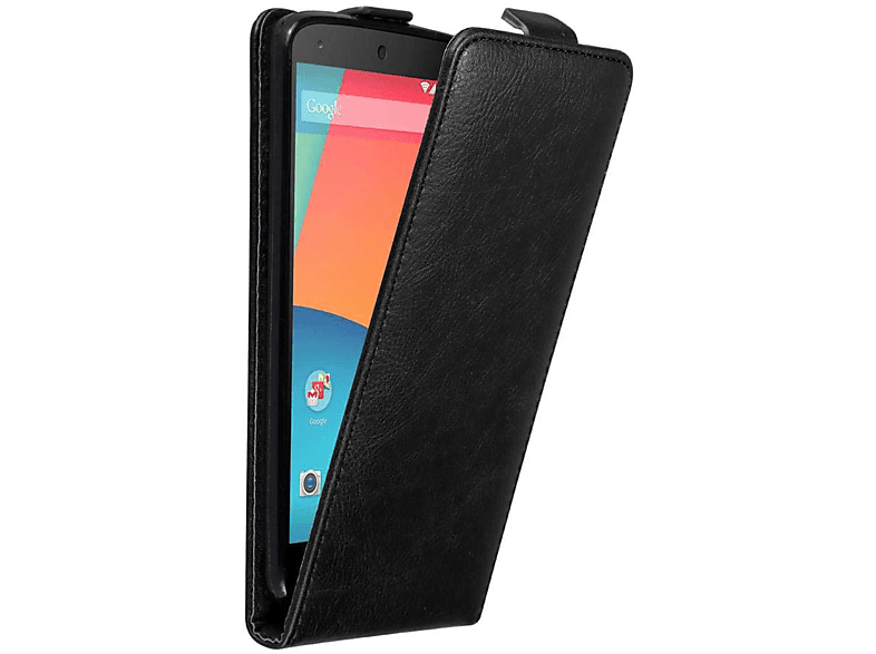 CADORABO Hülle im Flip Style, Google 5, LG, Flip SCHWARZ NACHT Cover, NEXUS