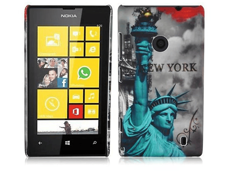 Hülle Design, 521, YORK - im NEW Hard 520 Lumia Case trendigen Backcover, Nokia, CADORABO Schutzhülle / FREIHEITSSTATUE