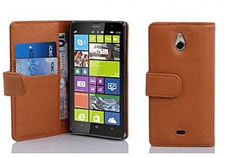 carcasa de móvil  - Funda libro para Móvil - Carcasa protección resistente de estilo libro CADORABO, Nokia, Lumia 1320, 80 cognac