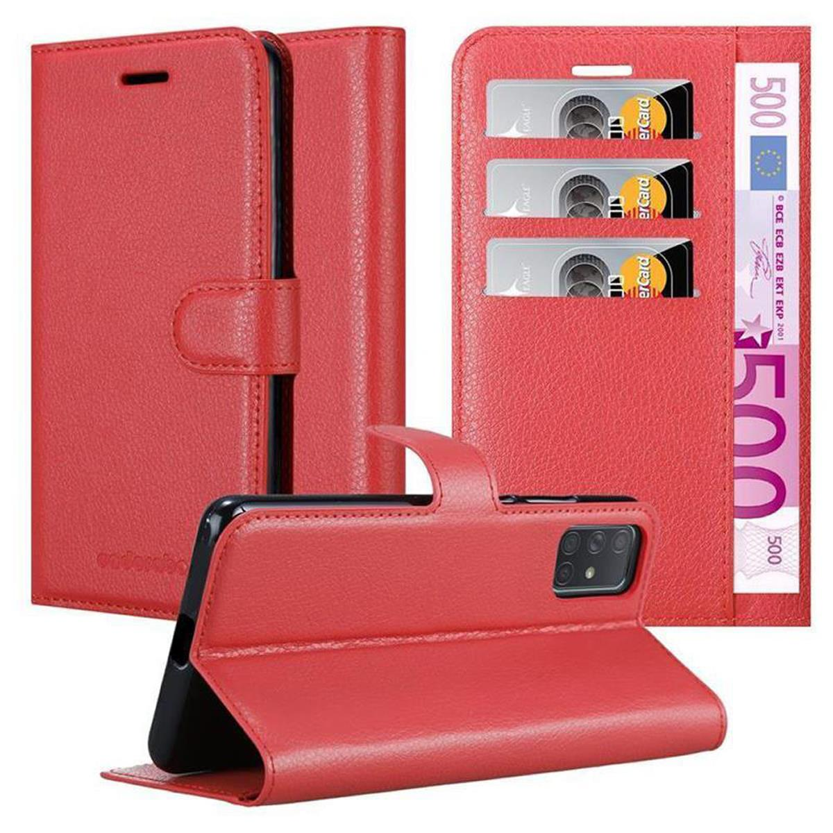 CADORABO Book Hülle Bookcover, Standfunktion, 5G, KARMIN Samsung, Galaxy A71 ROT