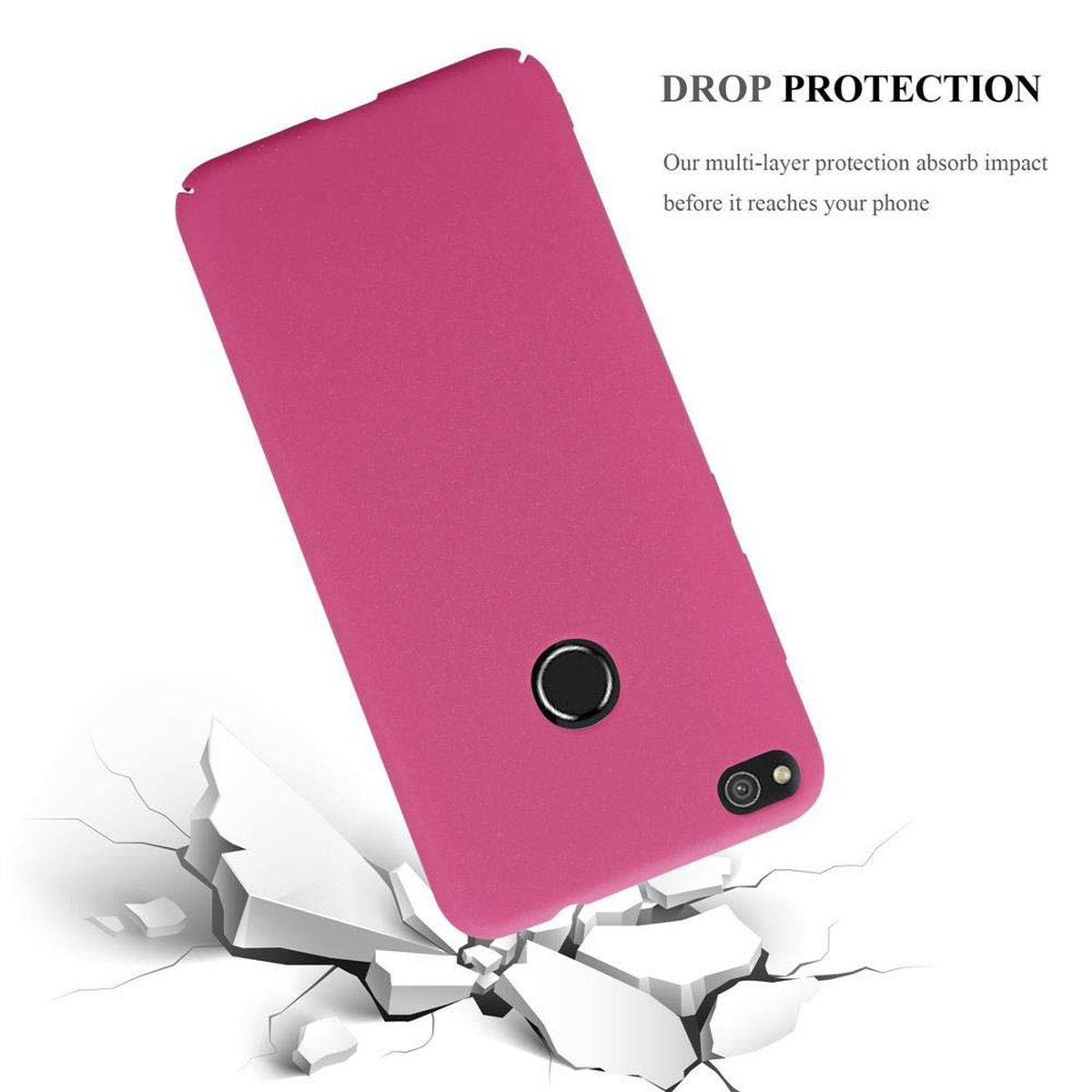 CADORABO Hülle im LITE PINK / FROSTY P8 Frosty Huawei, Style, 2017, Hard P9 Case 2017 Backcover, LITE