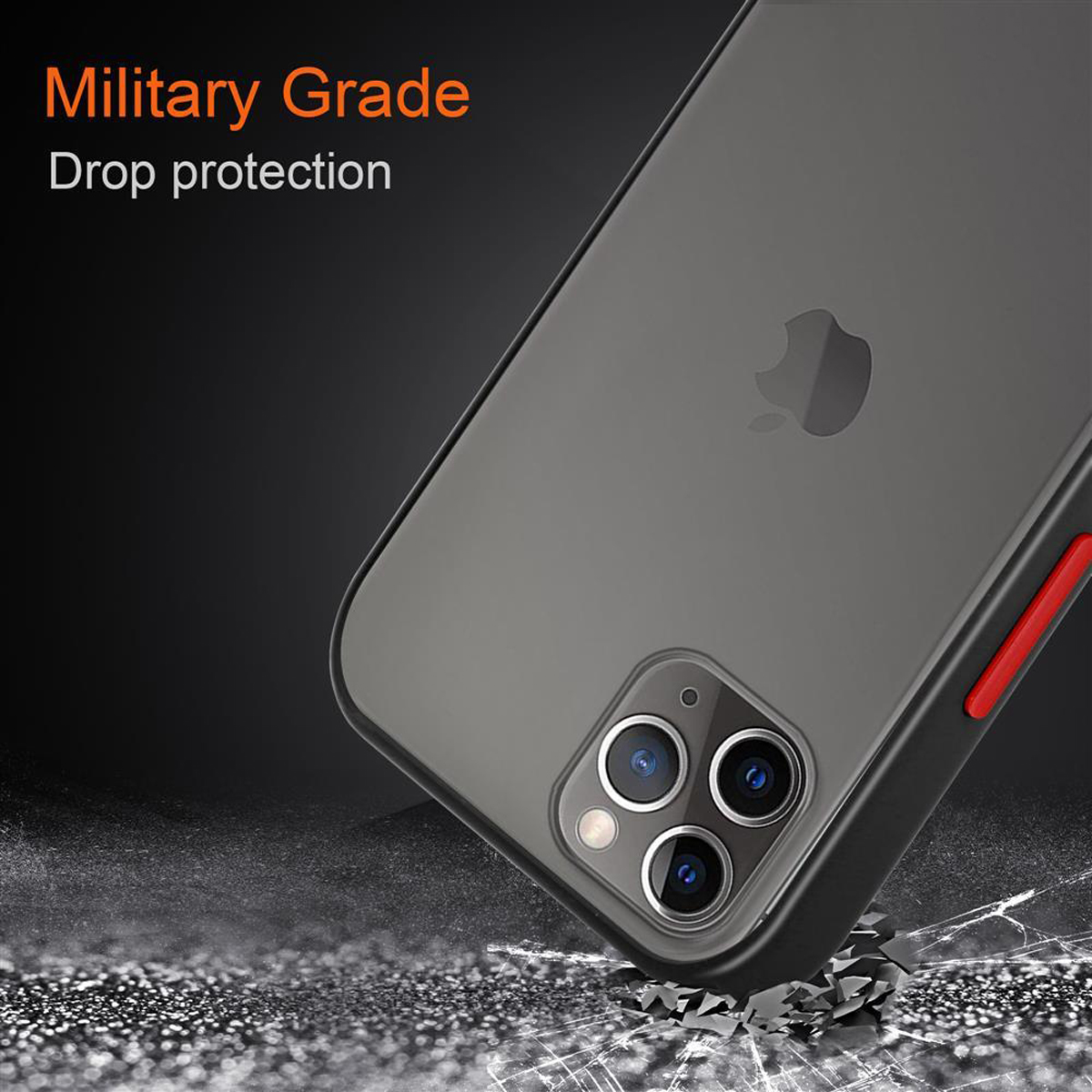 CADORABO Hülle Hybrid Rote Backcover, mit Schwarz PRO, Silikon TPU Innenseite und Rückseite, Kunststoff Matt iPhone Tasten Schutzhülle - Apple, matter 11